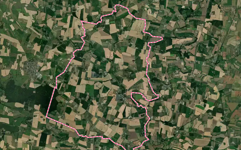 Vue satellite de Livré-la-Touche avec ses contours administratifs
