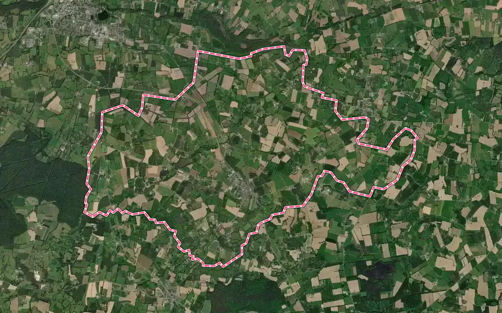 Vue satellite de Livré-sur-Changeon avec ses contours administratifs