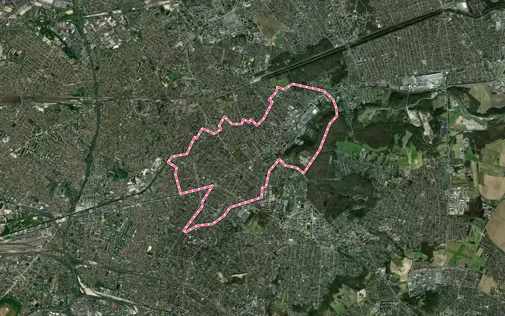 Vue satellite de Livry-Gargan avec ses contours administratifs
