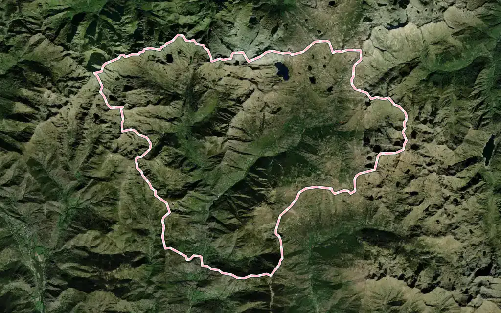 Vista satélite de Lladorre con su contorno administrativo