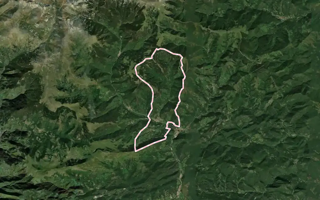 Vista satélite de Llanars con su contorno administrativo