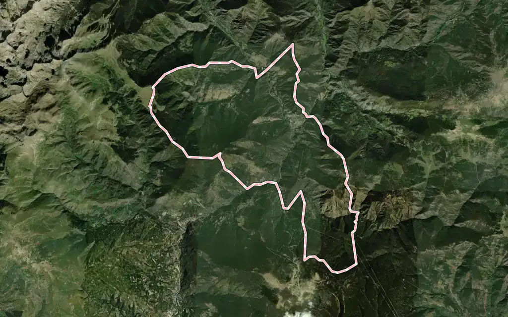 Vista satélite de Llavorsí con su contorno administrativo