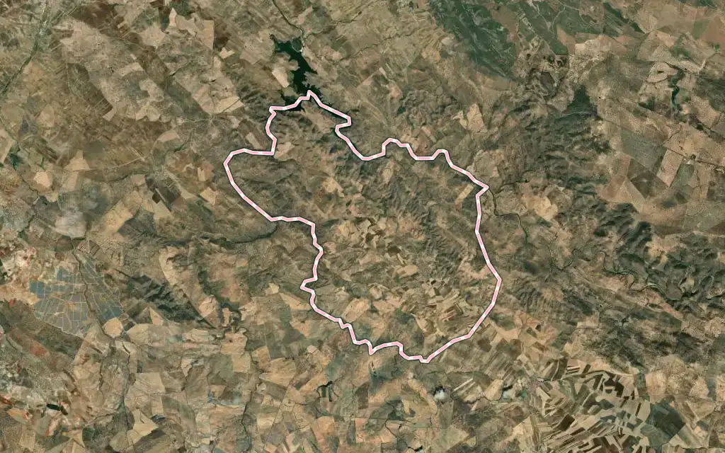 Vista satélite de Llera con su contorno administrativo