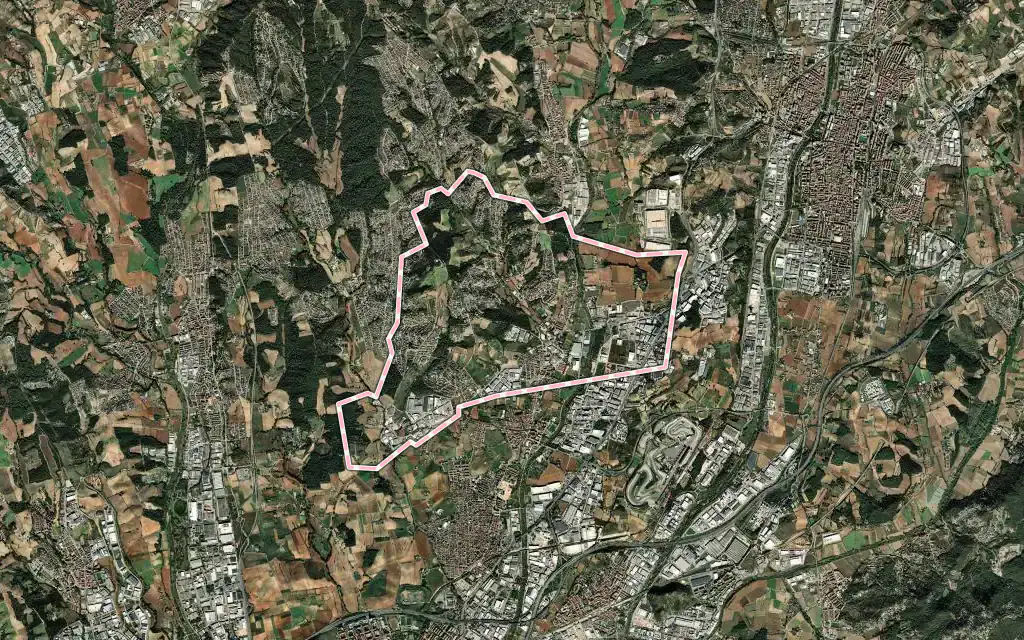 Vista satélite de Lliçà de Vall con su contorno administrativo