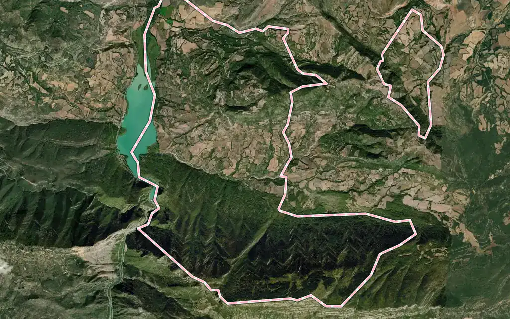 Vista satélite de Llimiana con su contorno administrativo