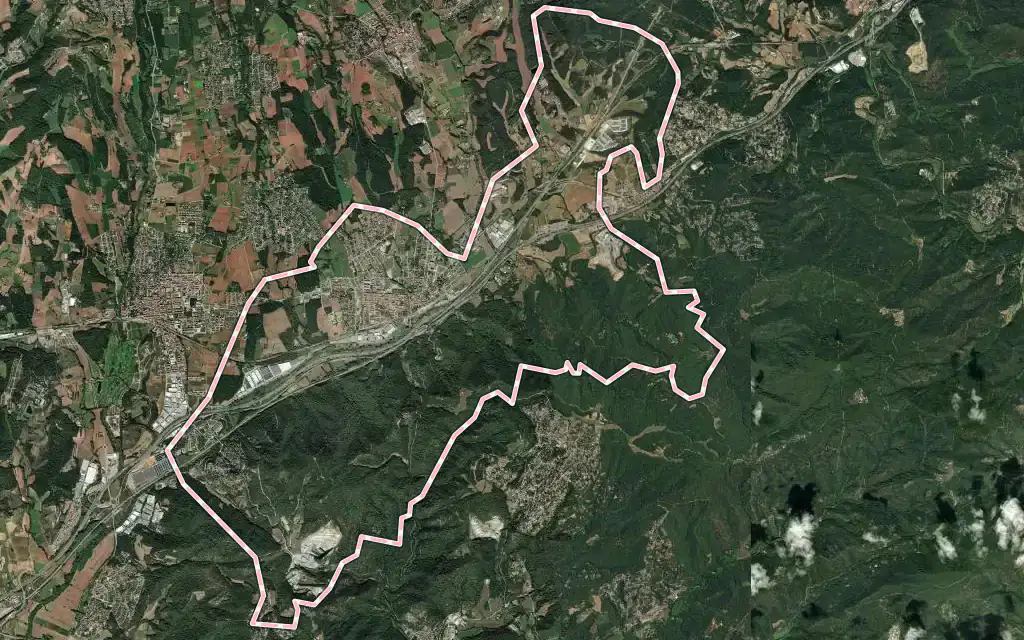 Vista satélite de Llinars del Vallès con su contorno administrativo