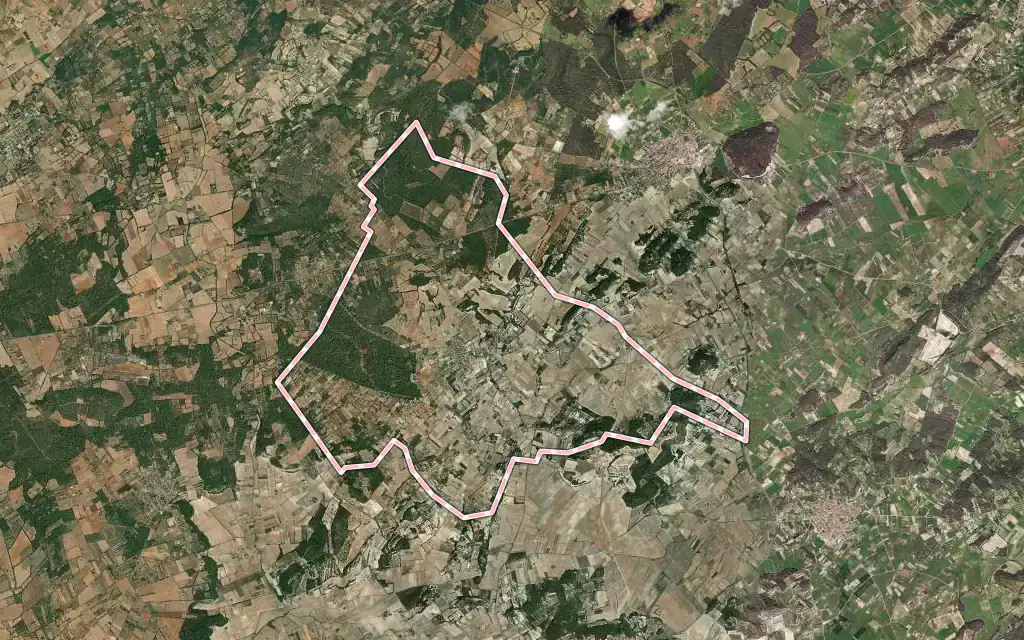 Vista satélite de Lloret de Vistalegre con su contorno administrativo