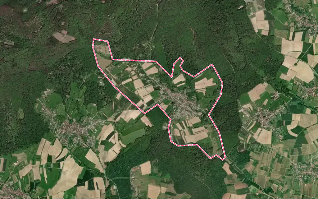 Vue satellite de Lobsann avec ses contours administratifs