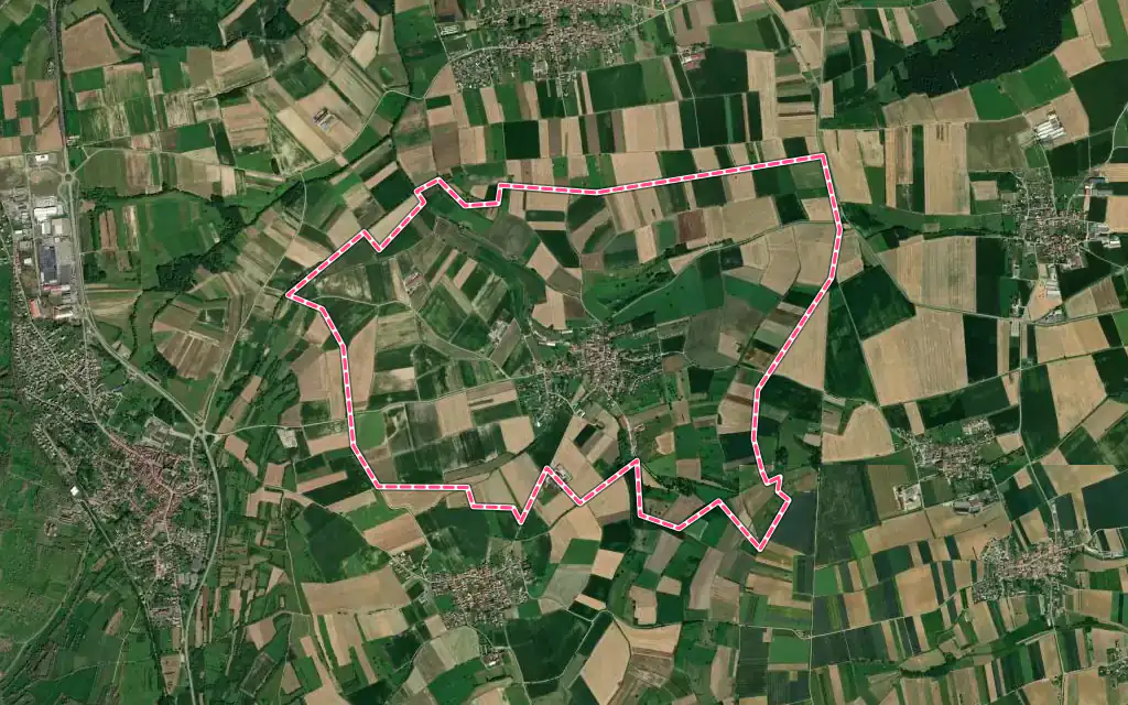Vue satellite de Lochwiller avec ses contours administratifs