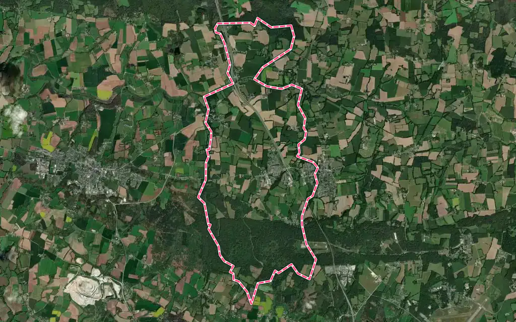 Vue satellite de Locmaria-Grand-Champ avec ses contours administratifs