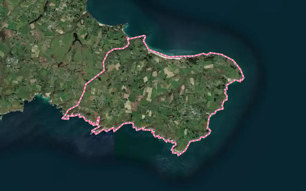 Vue satellite de Locmaria avec ses contours administratifs