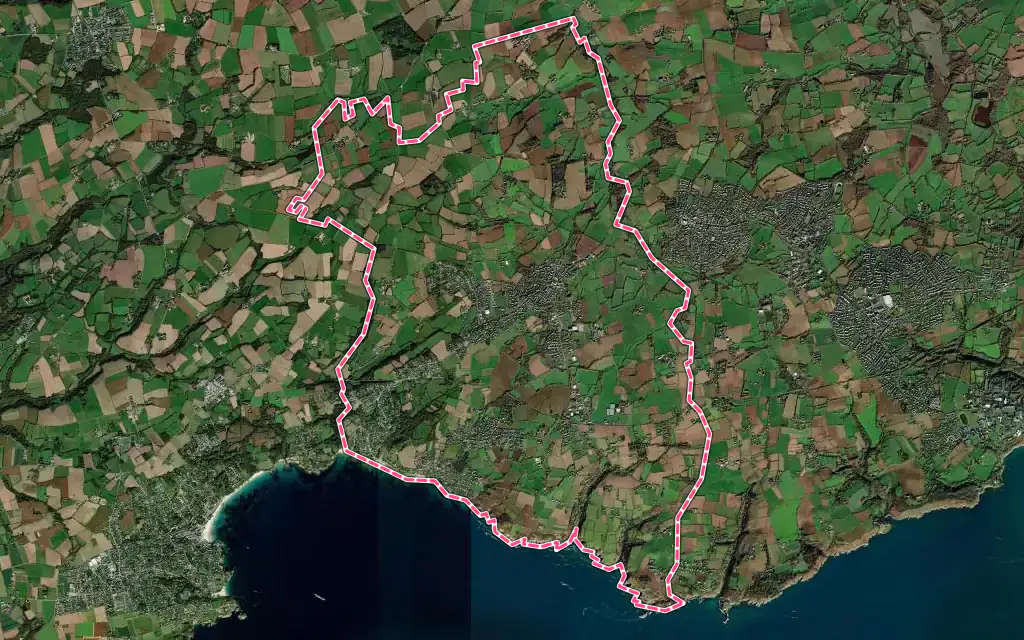 Vue satellite de Locmaria-Plouzané avec ses contours administratifs