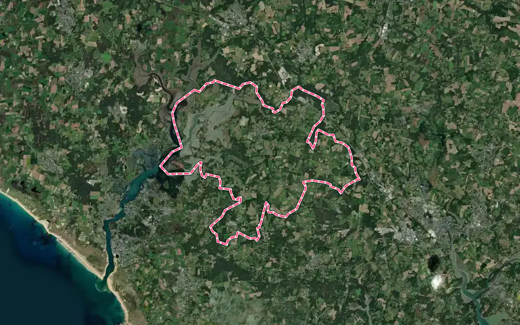 Vue satellite de Locoal-Mendon avec ses contours administratifs