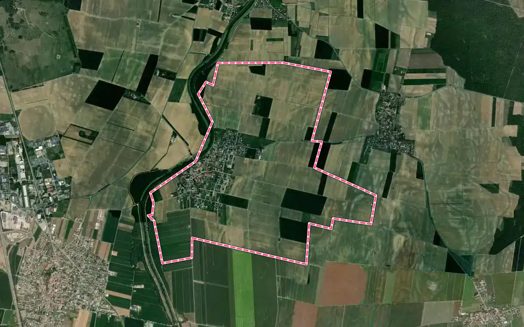 Vue satellite de Logelheim avec ses contours administratifs