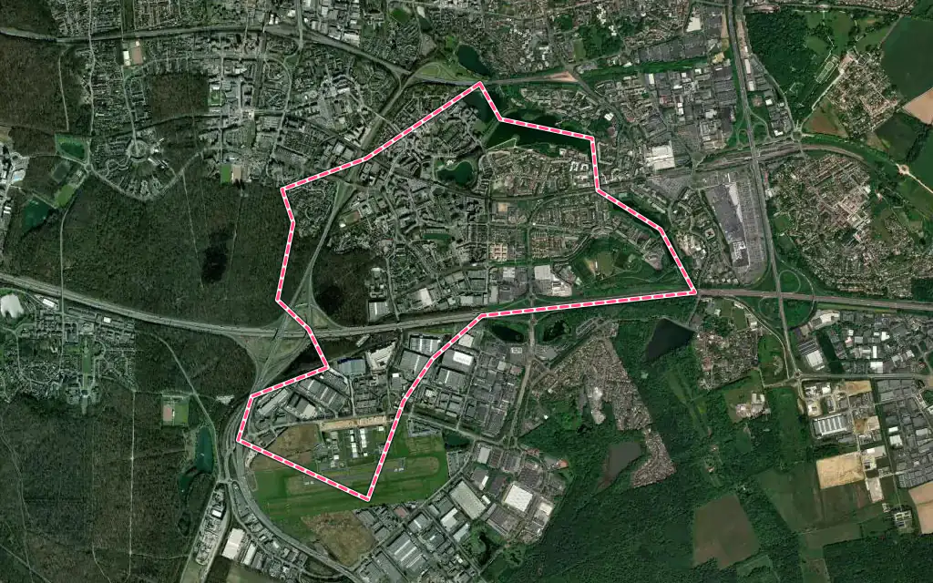 Vue satellite de Lognes avec ses contours administratifs