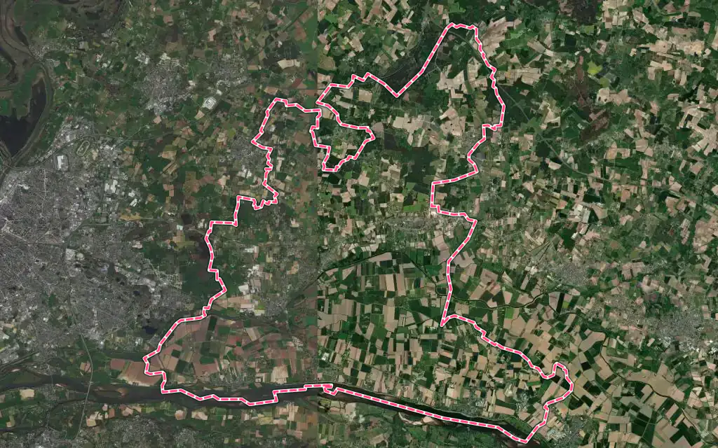 Vue satellite de Loire-Authion avec ses contours administratifs