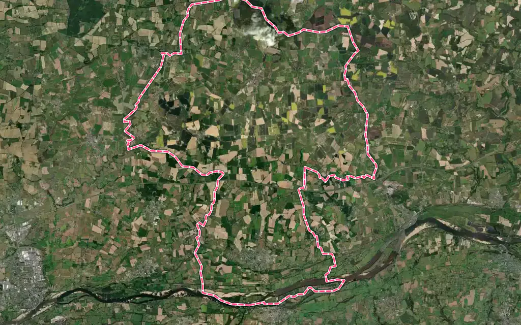 Vue satellite de Loireauxence avec ses contours administratifs
