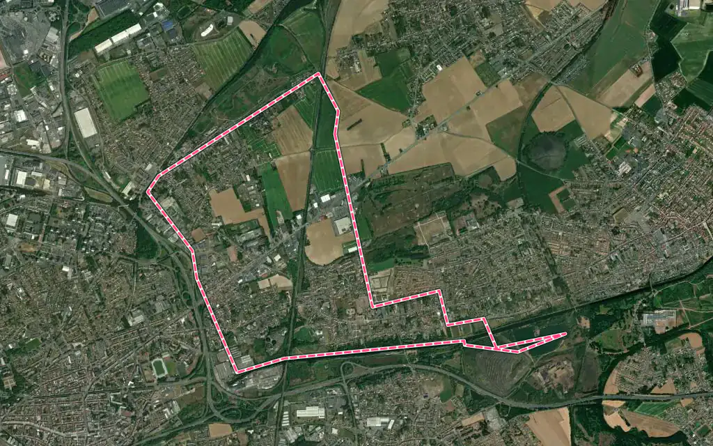 Vue satellite de Loison-sous-Lens avec ses contours administratifs