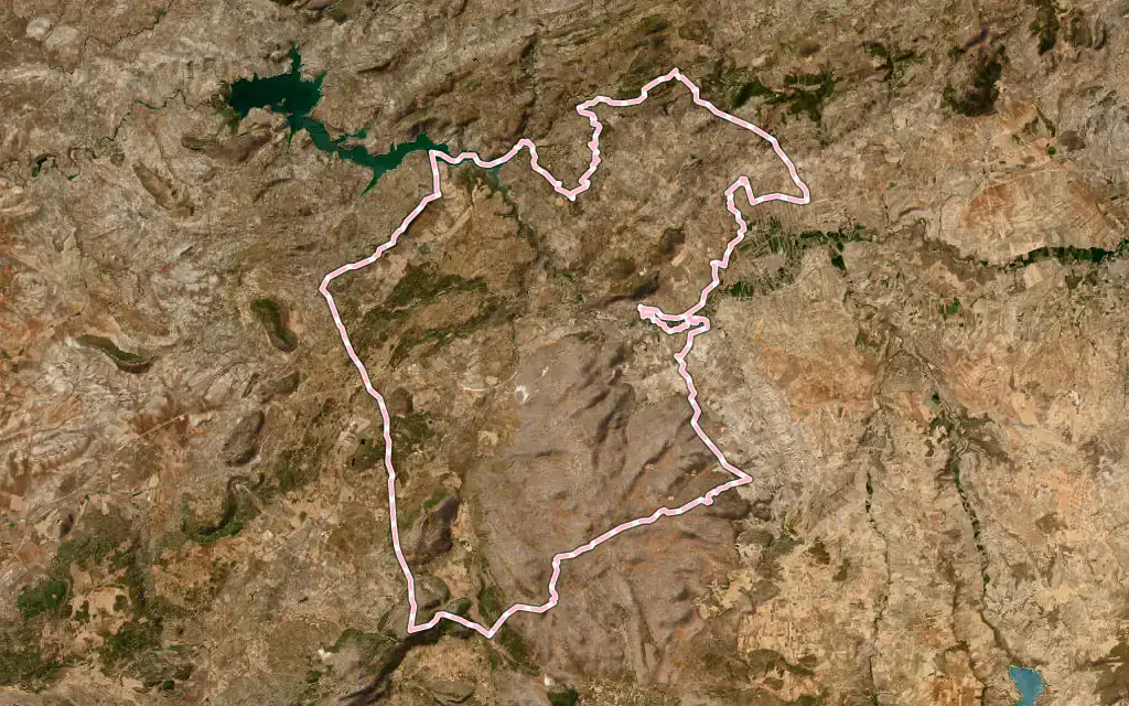 Vista satélite de Loja con su contorno administrativo