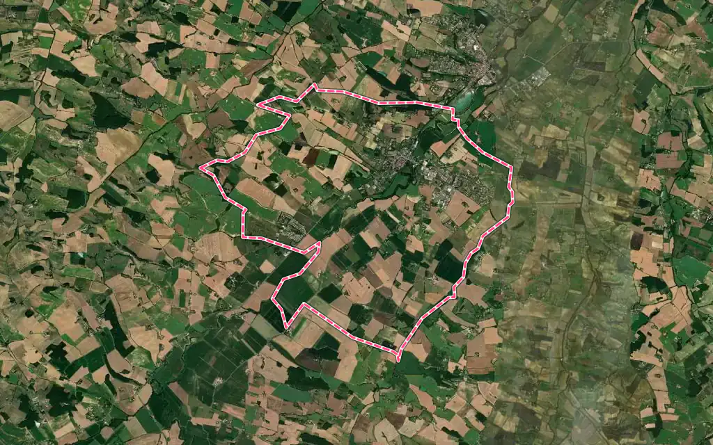Vue satellite de Lombez avec ses contours administratifs