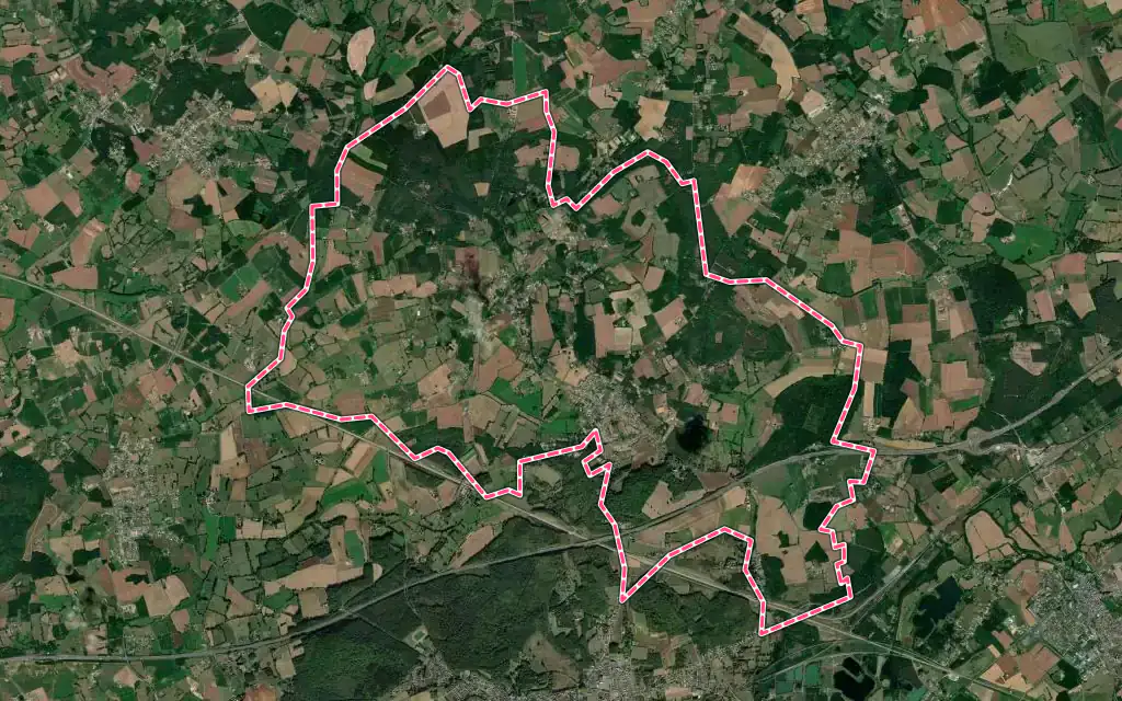 Vue satellite de Lombron avec ses contours administratifs