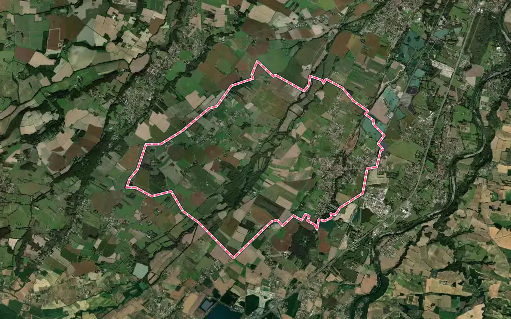 Vue satellite de Longages avec ses contours administratifs