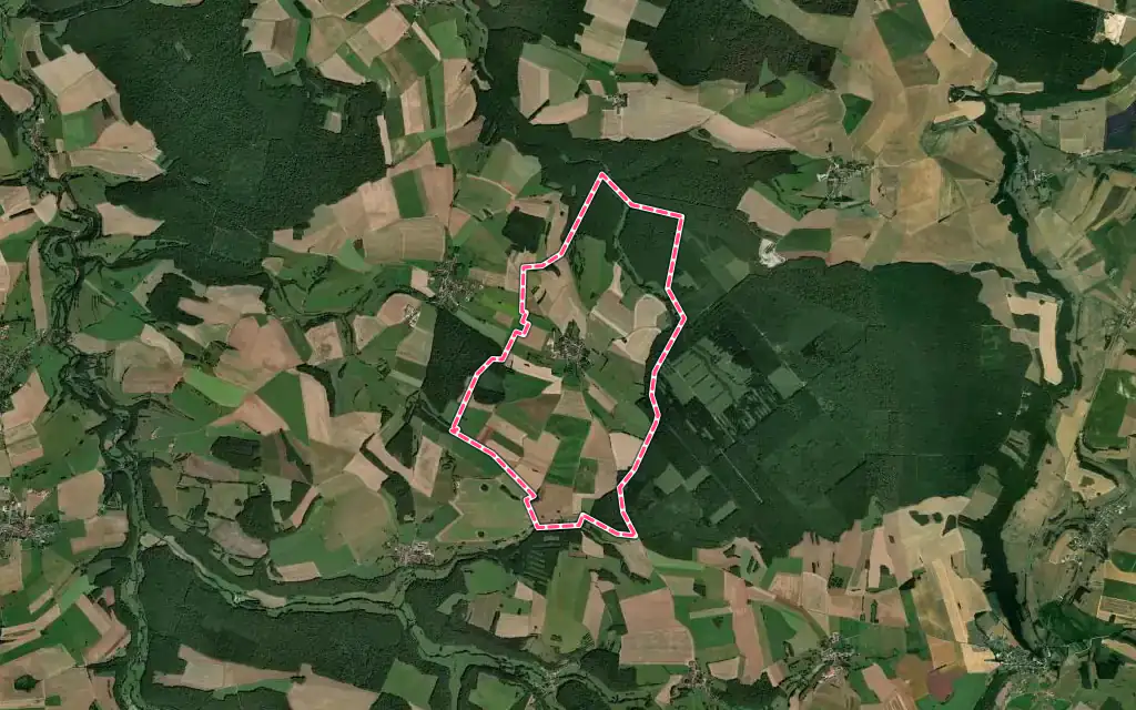 Vue satellite de Longchamp avec ses contours administratifs