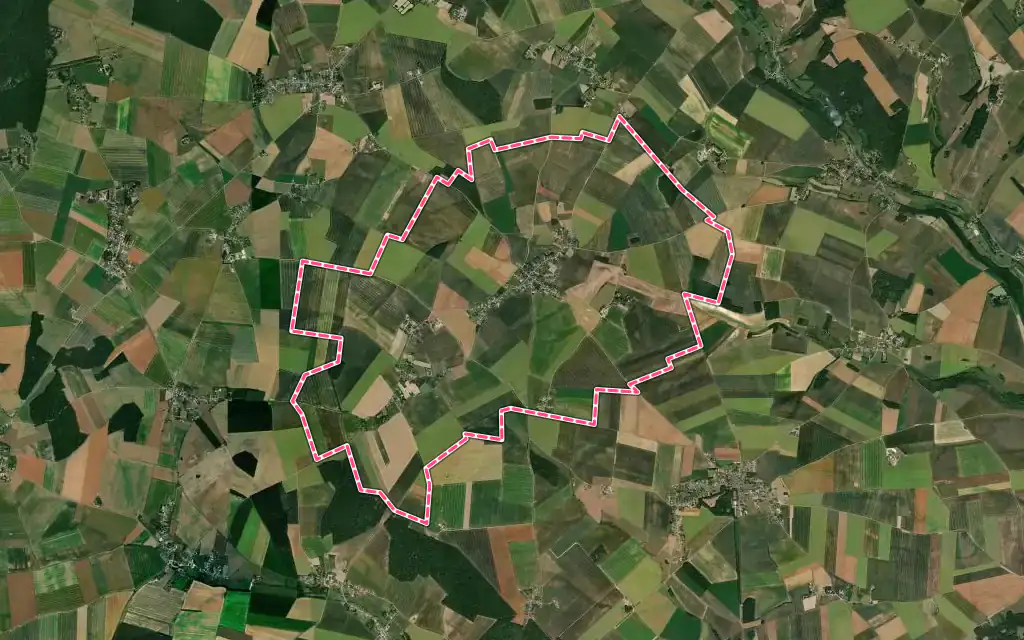 Vue satellite de Longchamps avec ses contours administratifs