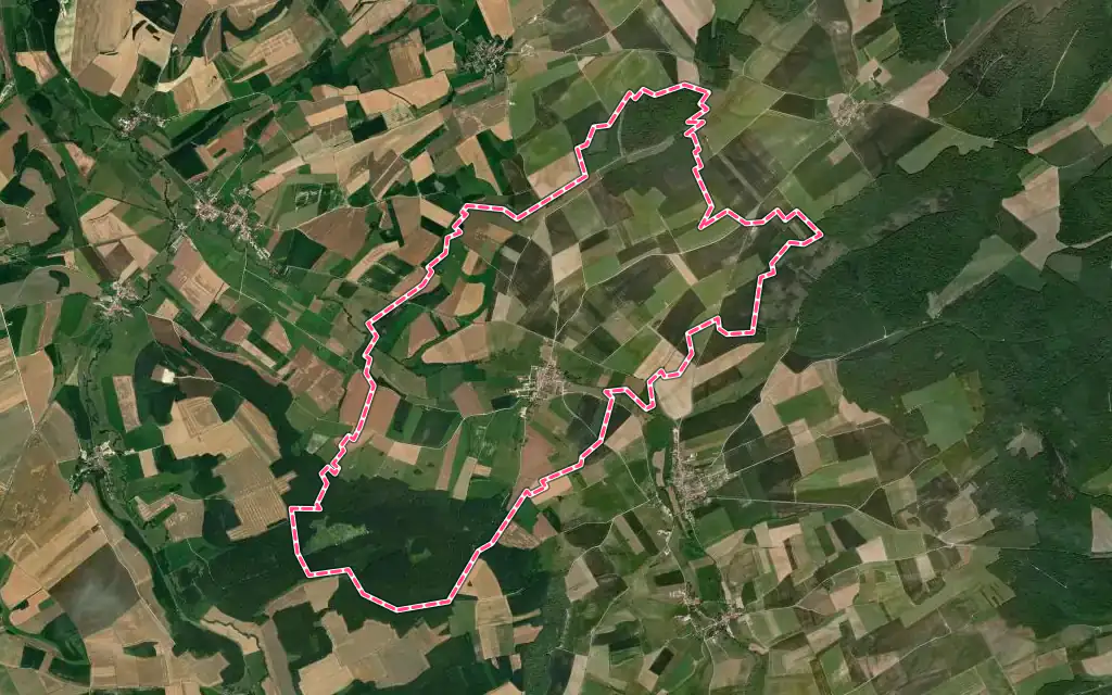 Vue satellite de Longchamps-sur-Aire avec ses contours administratifs