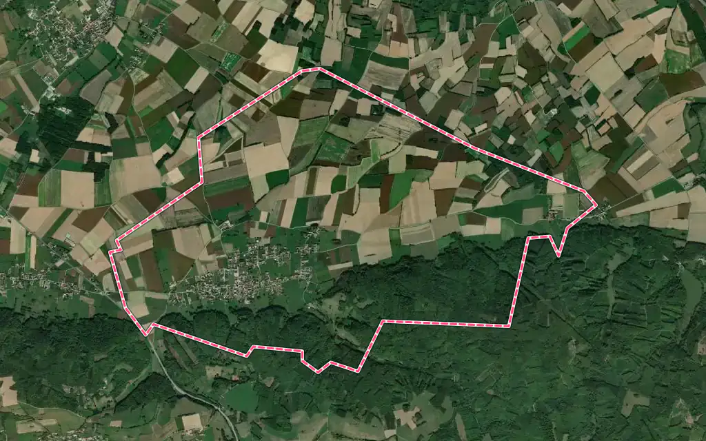 Vue satellite de Longechenal avec ses contours administratifs