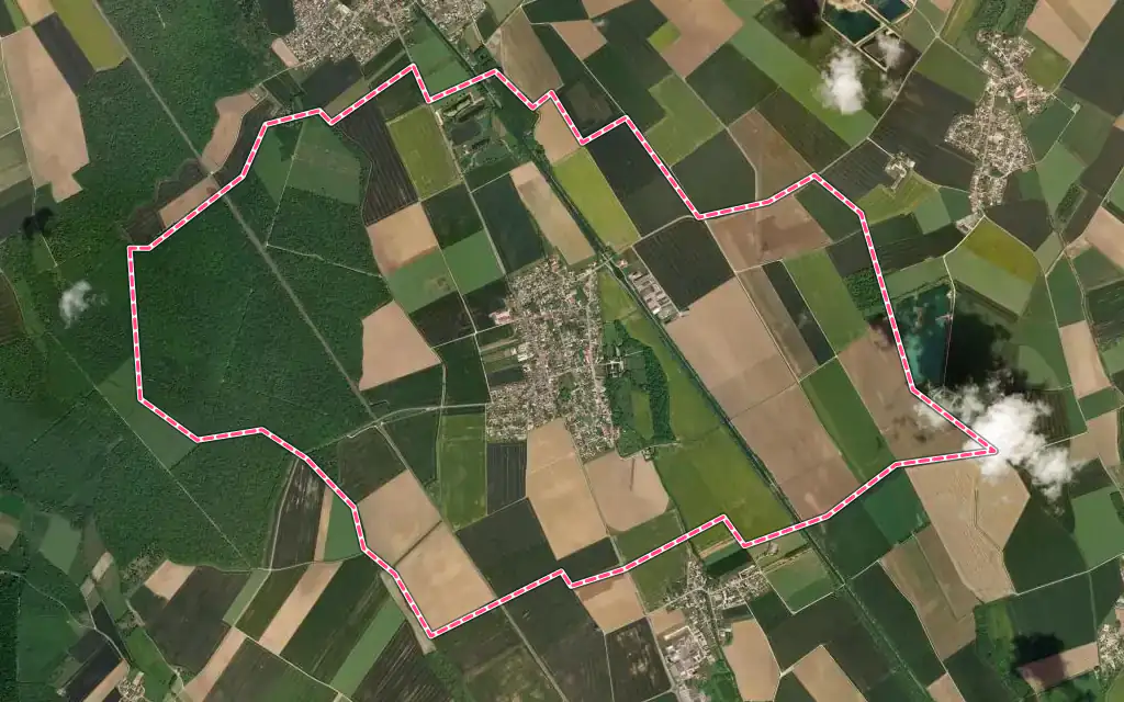 Vue satellite de Longecourt-en-Plaine avec ses contours administratifs