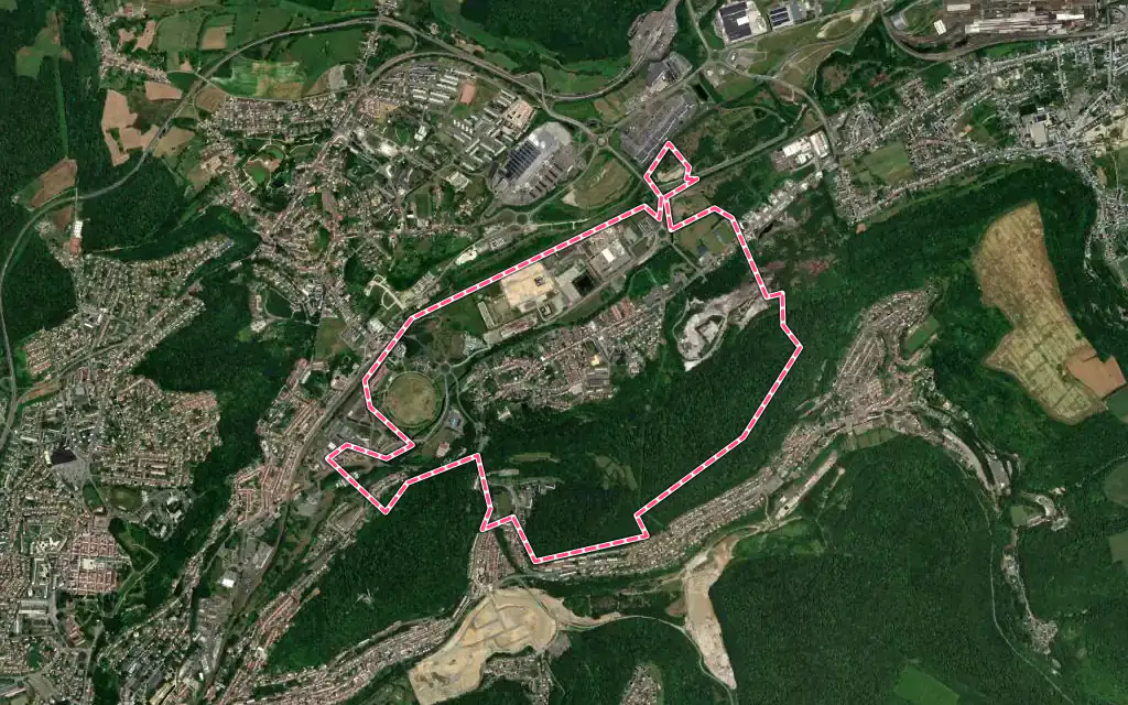 Vue satellite de Longlaville avec ses contours administratifs