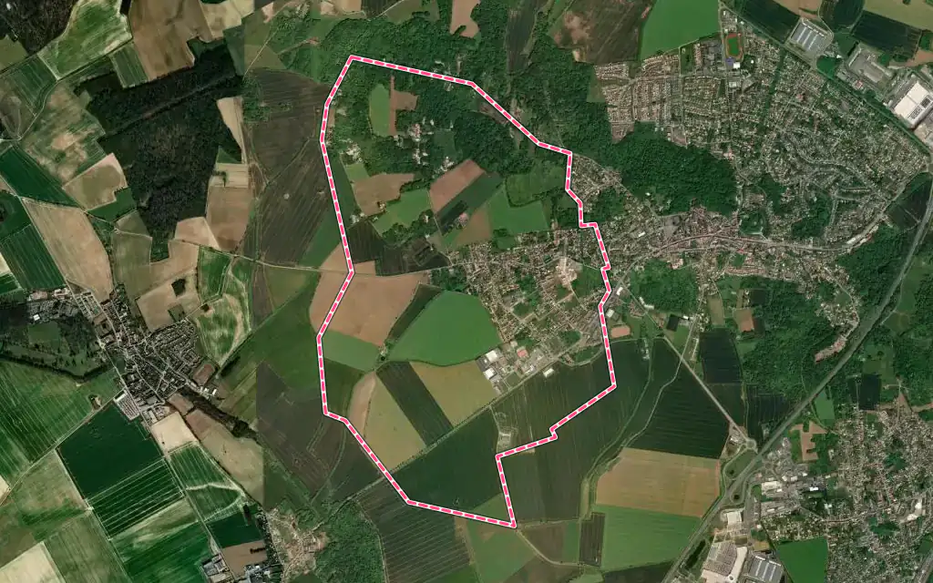 Vue satellite de Longperrier avec ses contours administratifs