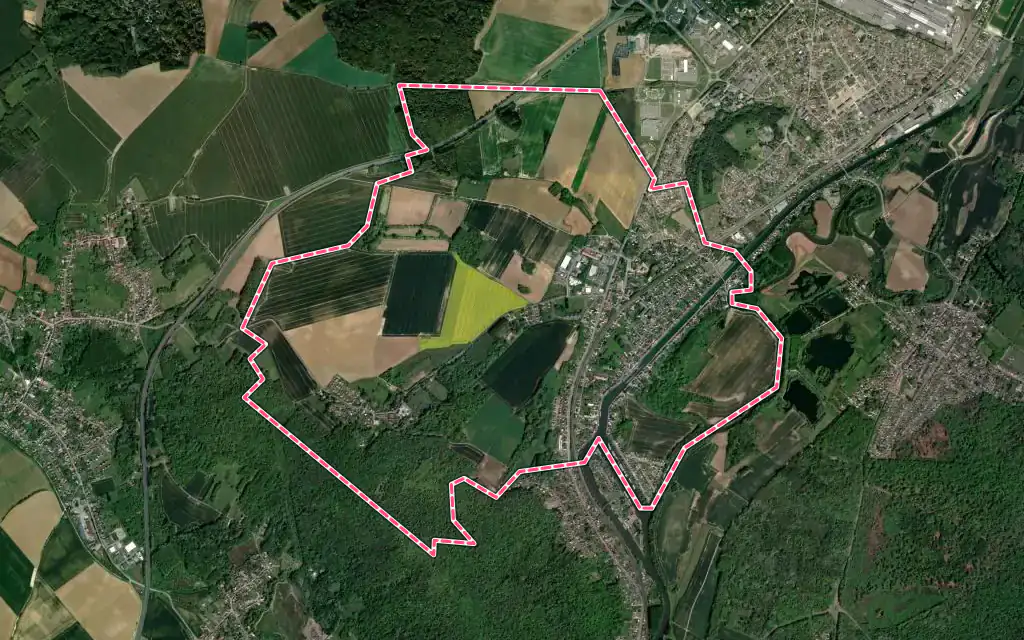 Vue satellite de Longueil-Annel avec ses contours administratifs