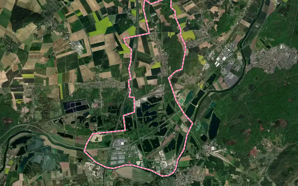 Vue satellite de Longueil-Sainte-Marie avec ses contours administratifs
