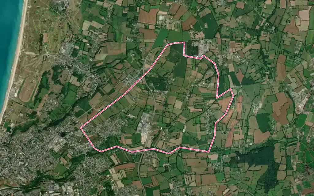 Vue satellite de Longueville avec ses contours administratifs