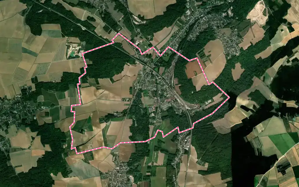 Vue satellite de Longueville avec ses contours administratifs