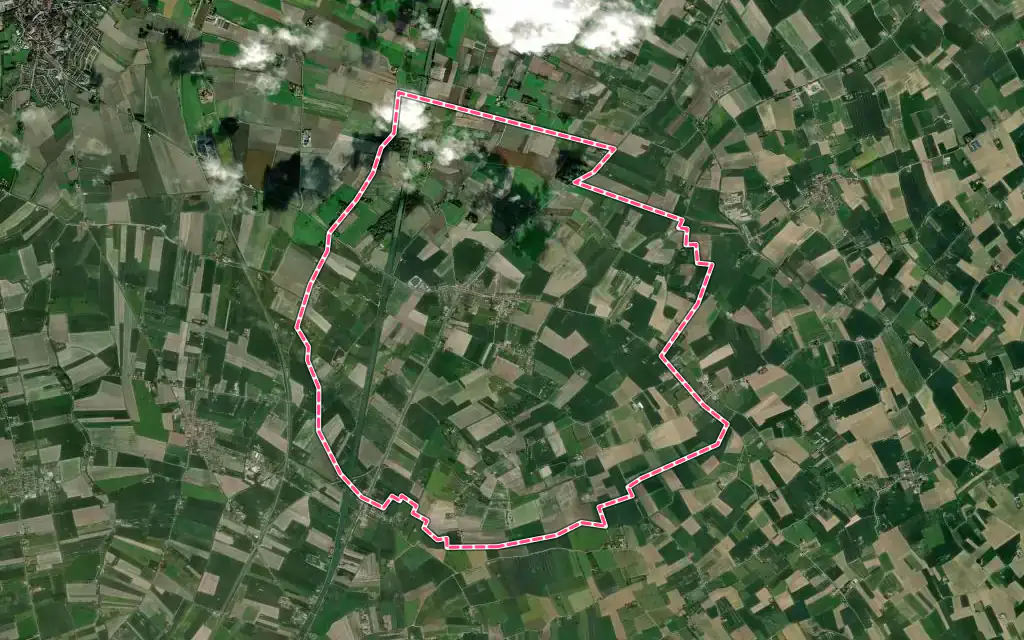 Vue satellite de Looberghe avec ses contours administratifs