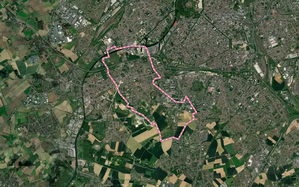 Vue satellite de Loos avec ses contours administratifs