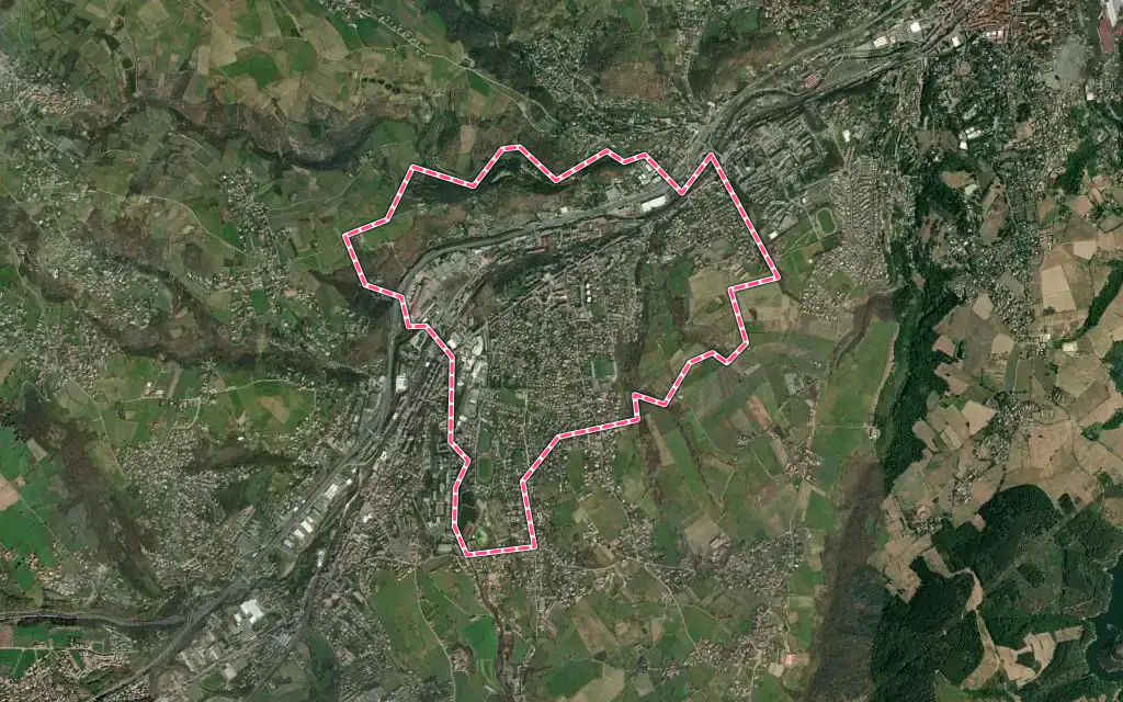 Vue satellite de Lorette avec ses contours administratifs