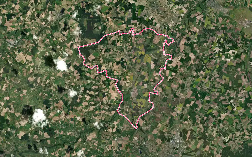 Vue satellite de Loretz-d'Argenton avec ses contours administratifs
