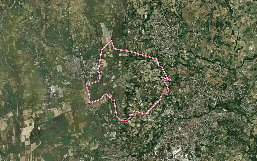 Vue satellite de Loriol-du-Comtat avec ses contours administratifs