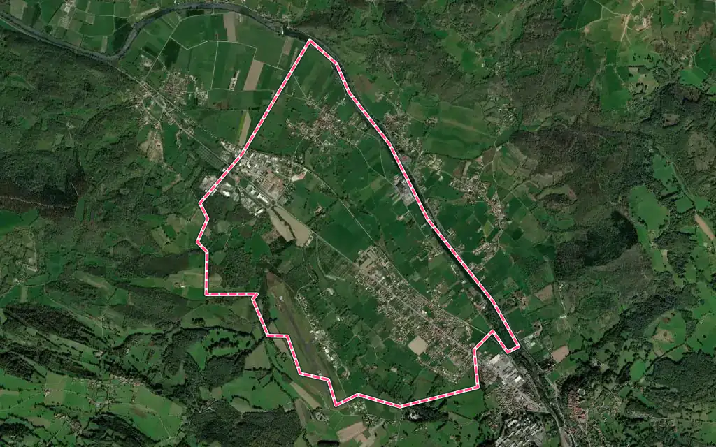 Vue satellite de Lorp-Sentaraille avec ses contours administratifs