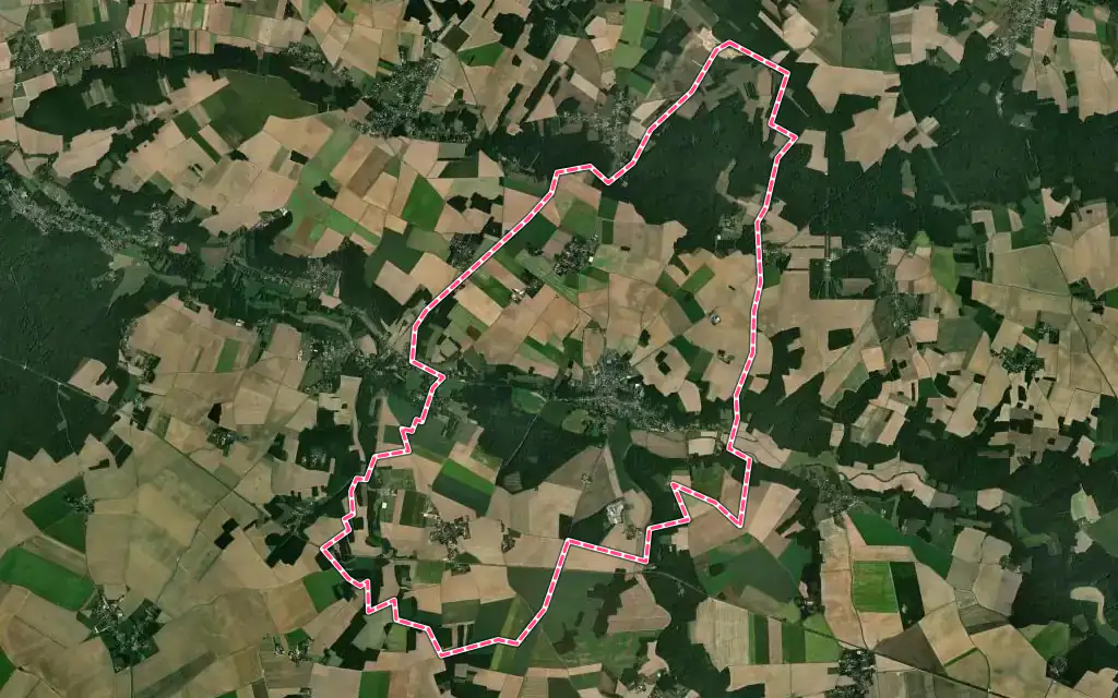Vue satellite de Lorrez-le-Bocage-Préaux avec ses contours administratifs