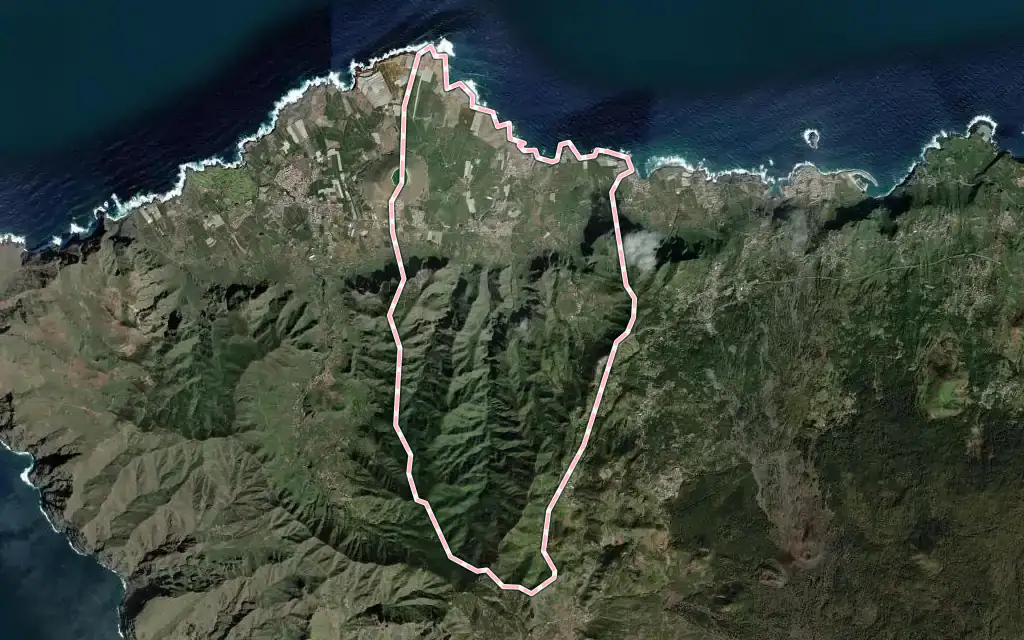 Vista satélite de Los Silos con su contorno administrativo