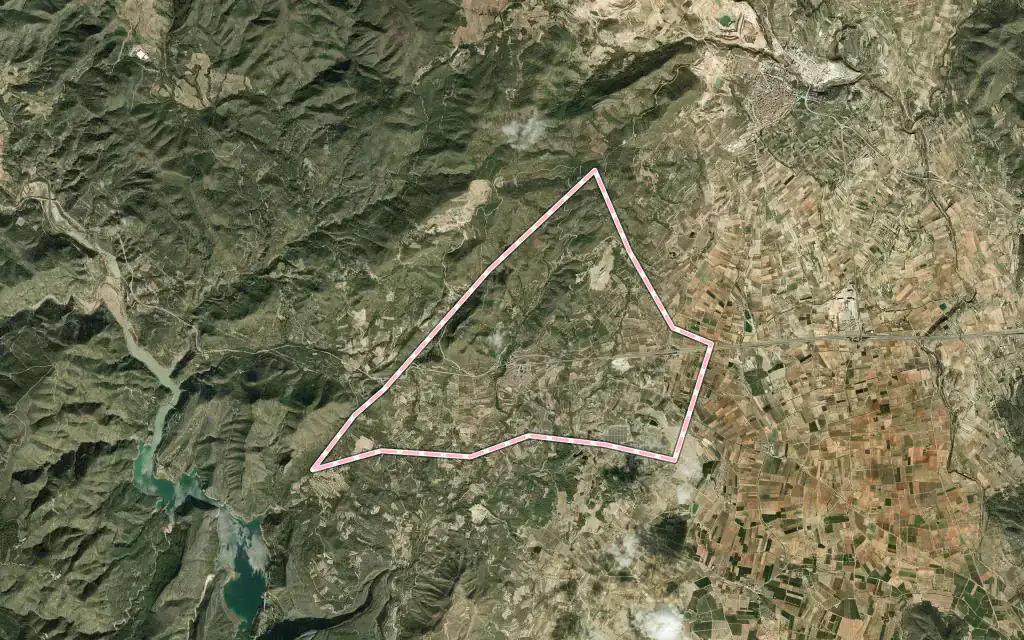 Vista satélite de Losa del Obispo con su contorno administrativo