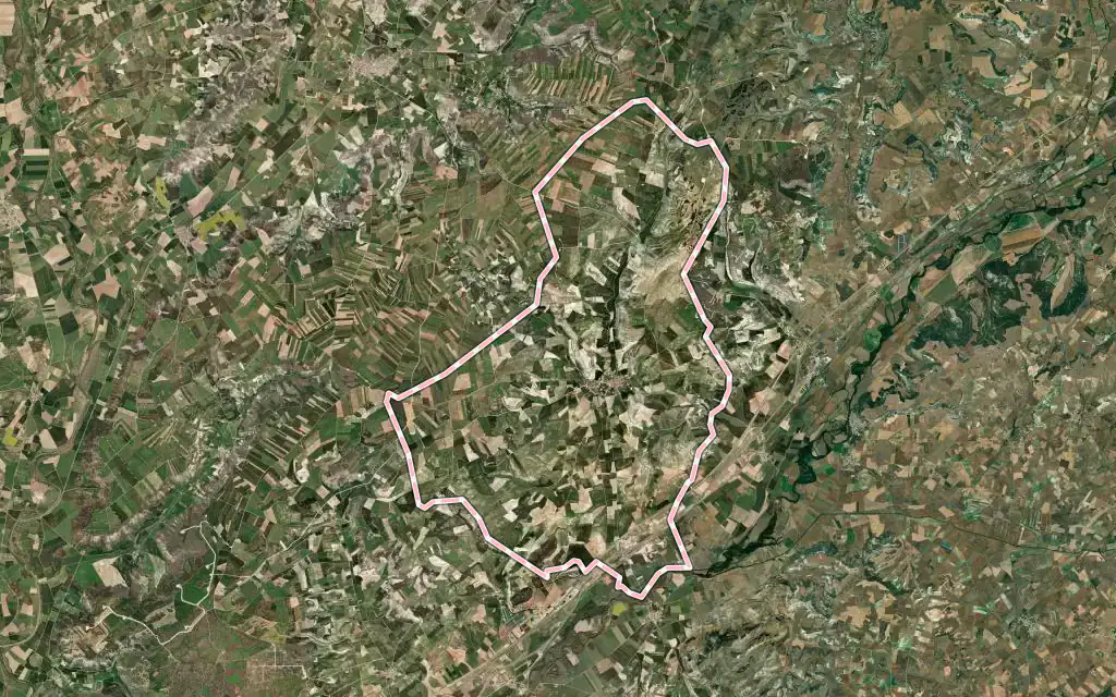 Vista satélite de Los Balbases con su contorno administrativo