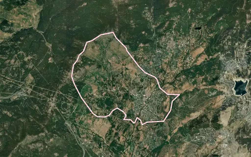 Vista satélite de Los Molinos con su contorno administrativo