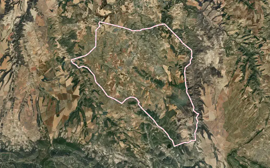 Vista satélite de Los Navalmorales con su contorno administrativo