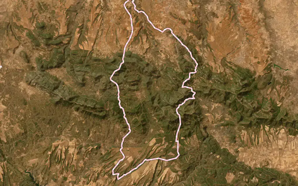 Vista satélite de Los Navalucillos con su contorno administrativo